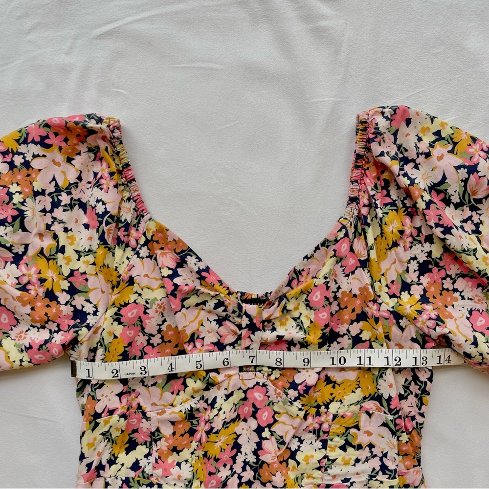 NWOT Billabong Sweetheart Neckline Puff Sleeve Floral Mini Dress - Picture 7 of 15
